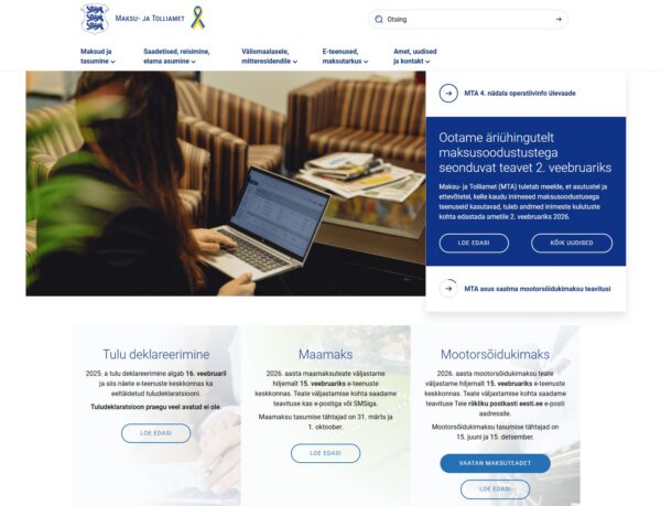 kuvatõmmis Maksu- ja Tolliameti kodulehest